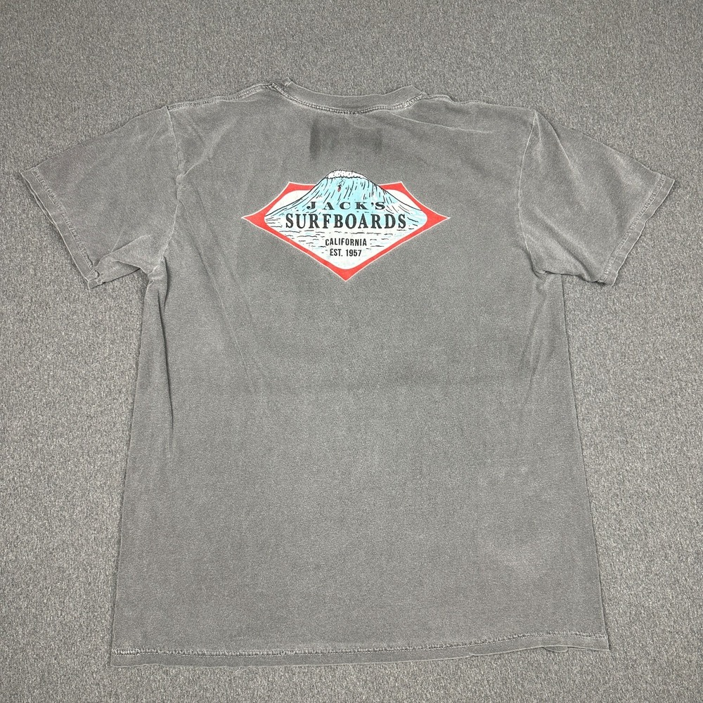 Jack's Surfboards T-Shirt Mens L Gray Mineral Wash California Surf Wave Logo Tee - Picture 6 of 7
